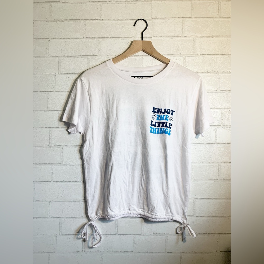 On Fire White 100% Cotton Enjoy the Little Things Short Sleeve T-Shirt